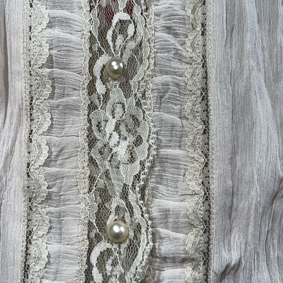 Faded glory cream button up blouse - Picture 4 of 7